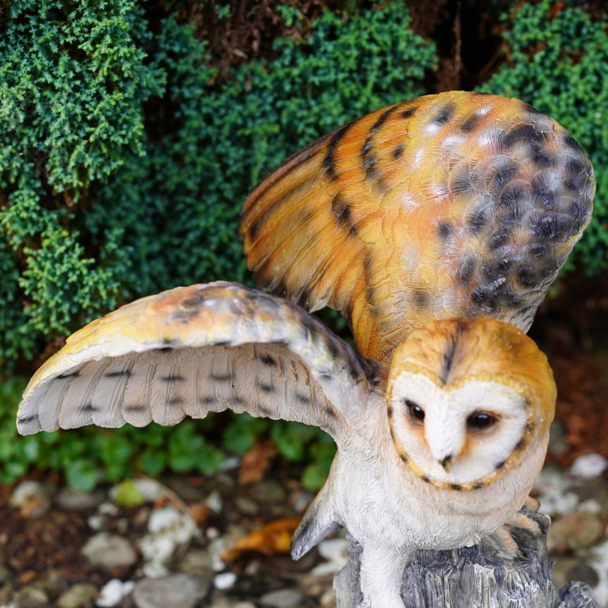 Large Winged Barn Owl Resin Garden Statue