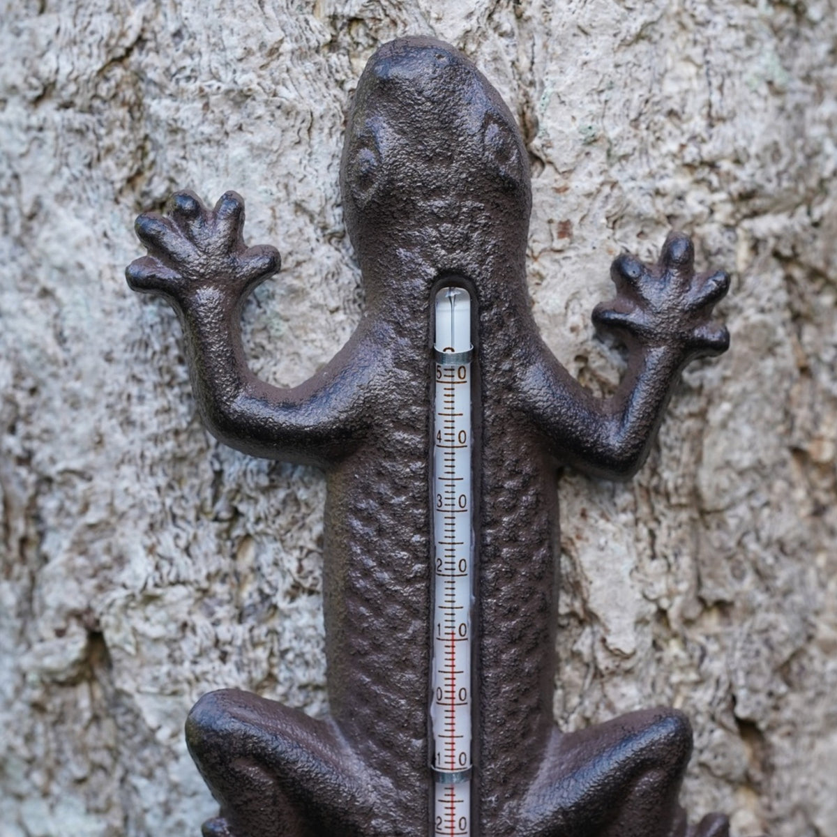 Cast Iron Gecko Garden Wall Thermometer