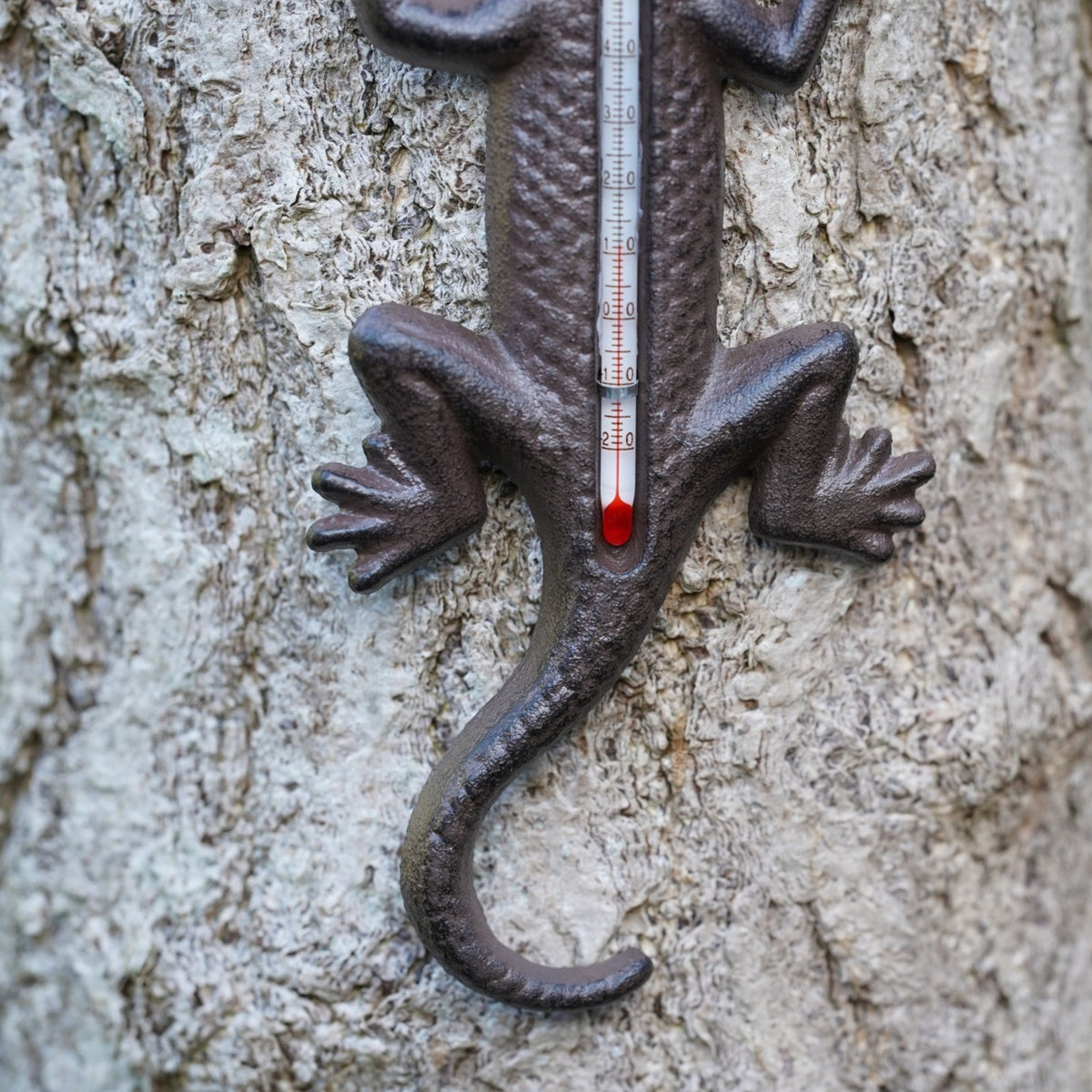 Cast Iron Gecko Garden Wall Thermometer