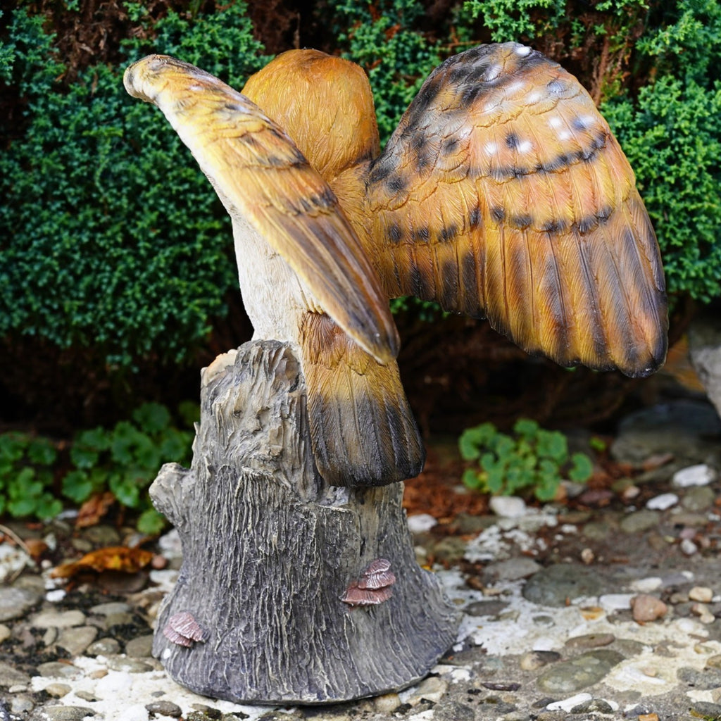 Large Winged Barn Owl Resin Garden Statue