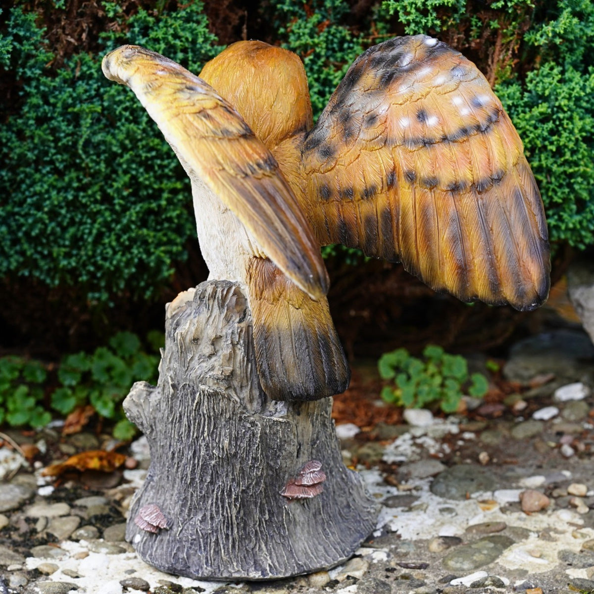 Large Winged Barn Owl Resin Garden Statue