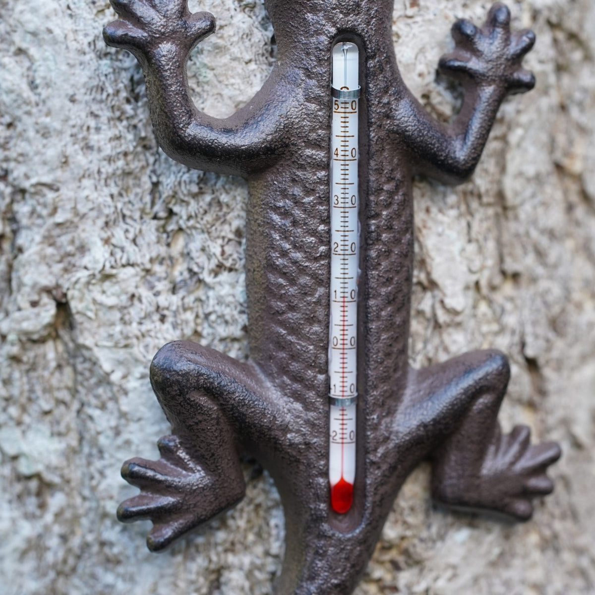Cast Iron Gecko Garden Wall Thermometer