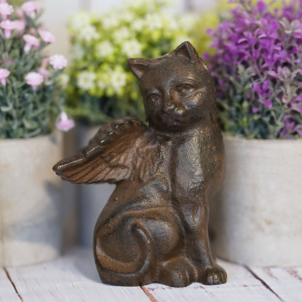 Cast Iron Angel Cat