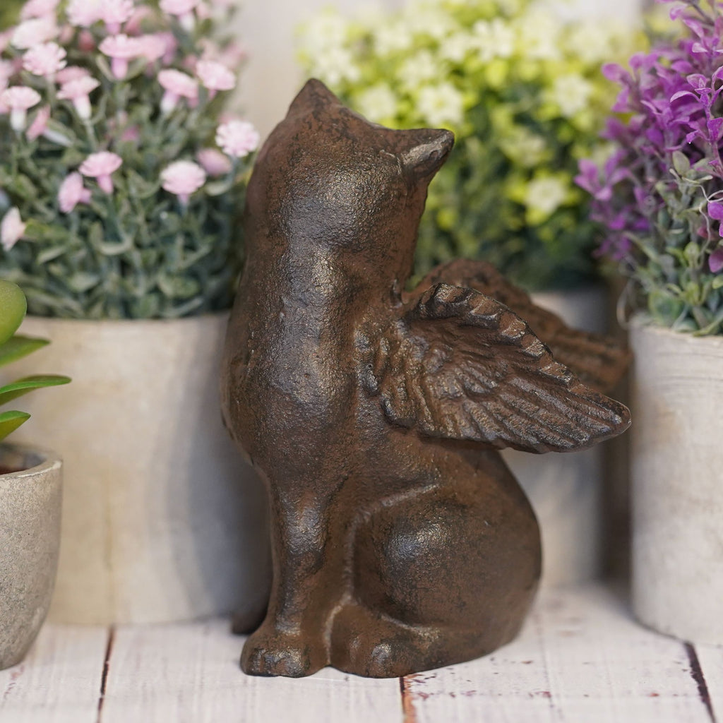 Cast Iron Angel Cat