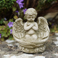 Peaceful Cherub Stone Garden Statue