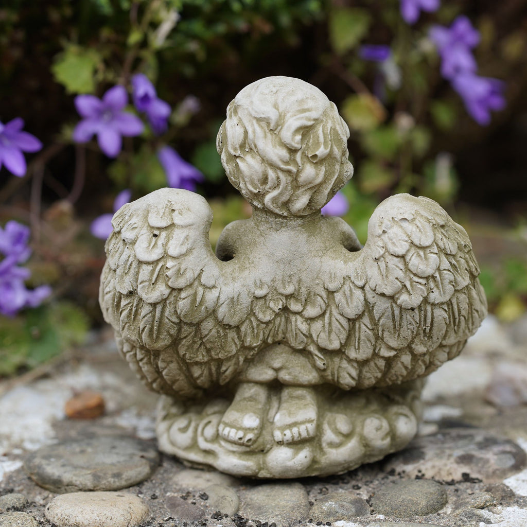 Peaceful Cherub Stone Garden Statue