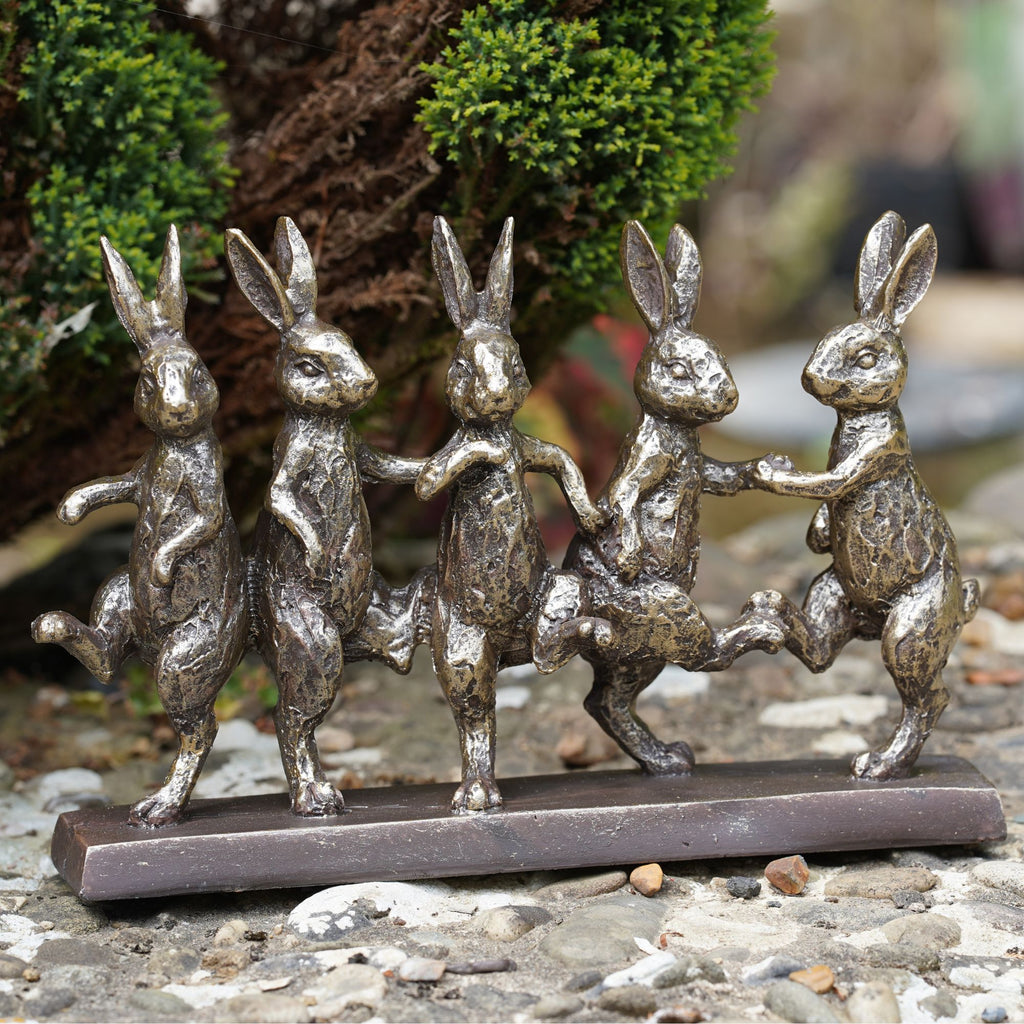 Dancing Hares Resin Garden Ornament
