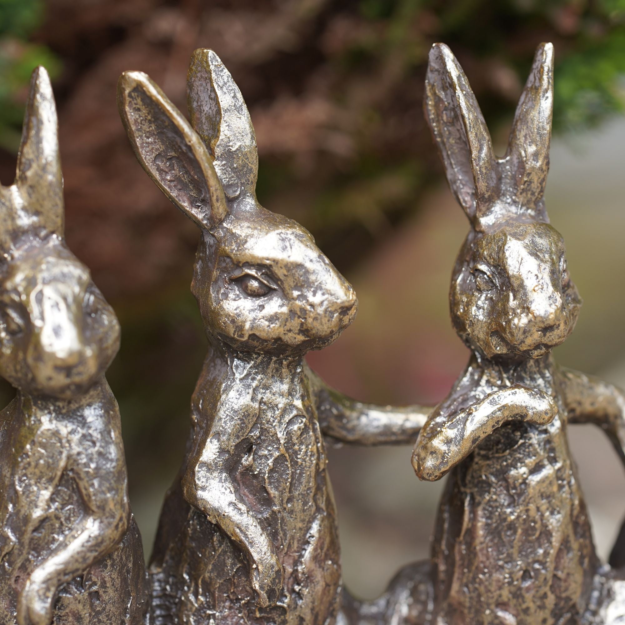 Dancing Hares Resin Garden Ornament