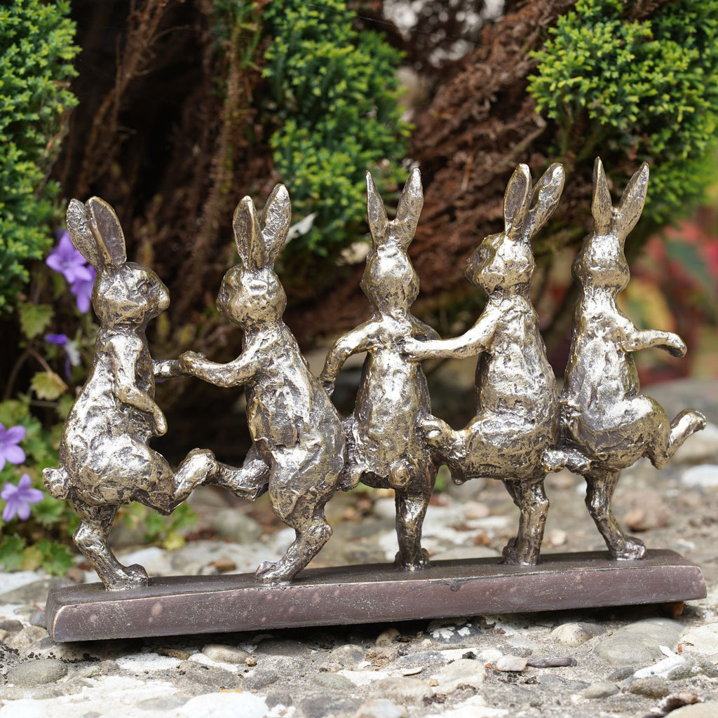 Dancing Hares Resin Garden Ornament