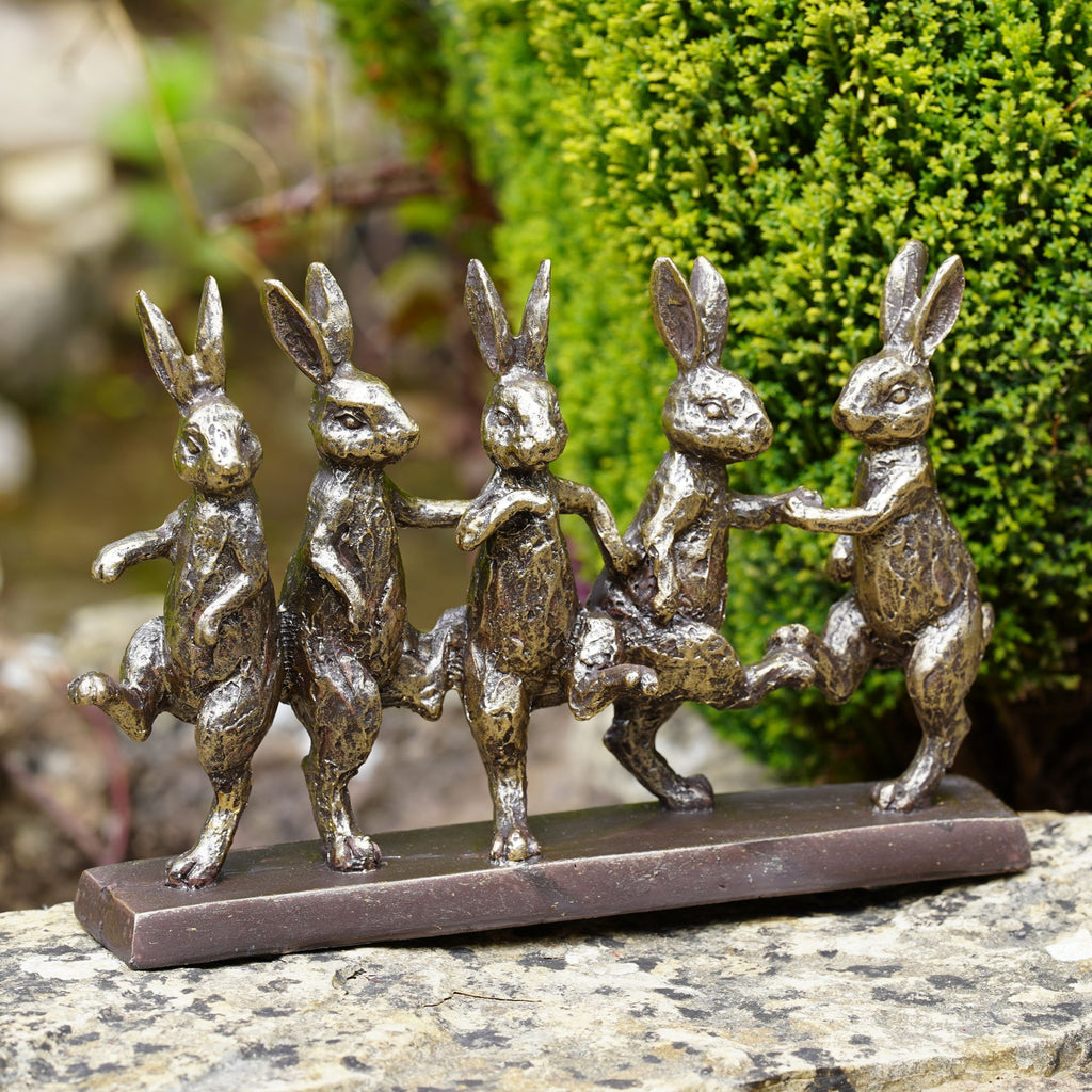 Dancing Hares Resin Garden Ornament