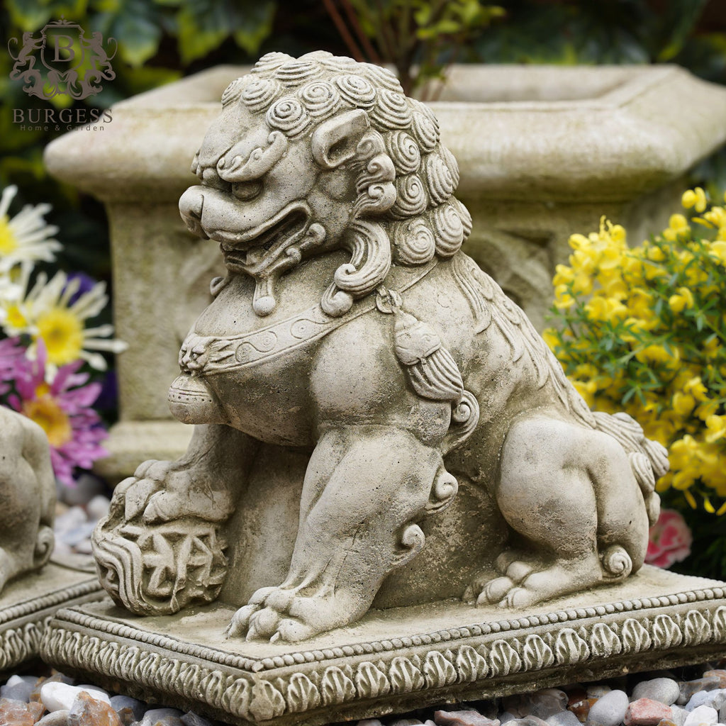 Pair of Foo Dog Stone Statues