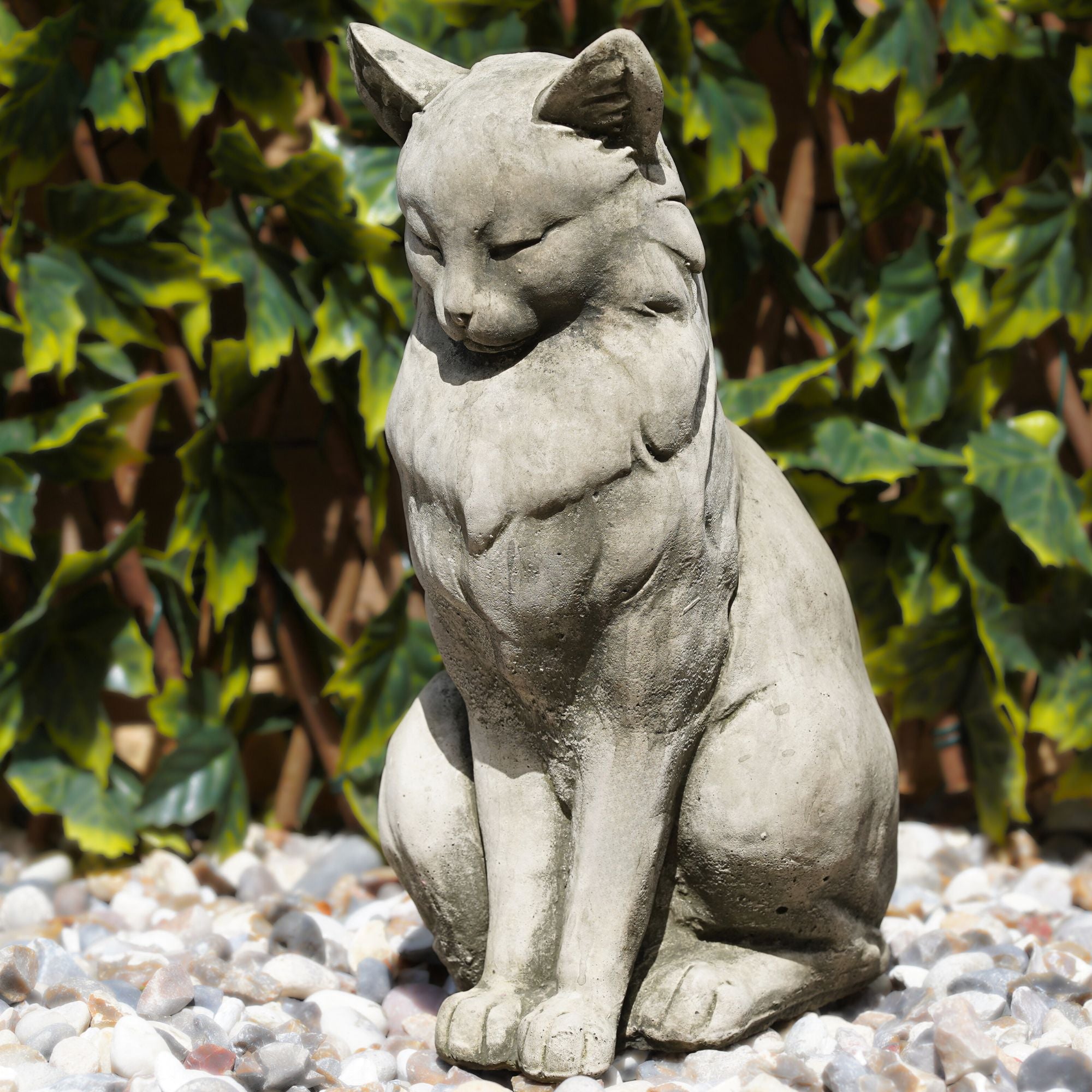 Lovely Cat Stone Garden Statue | Sitting Cat Ornament