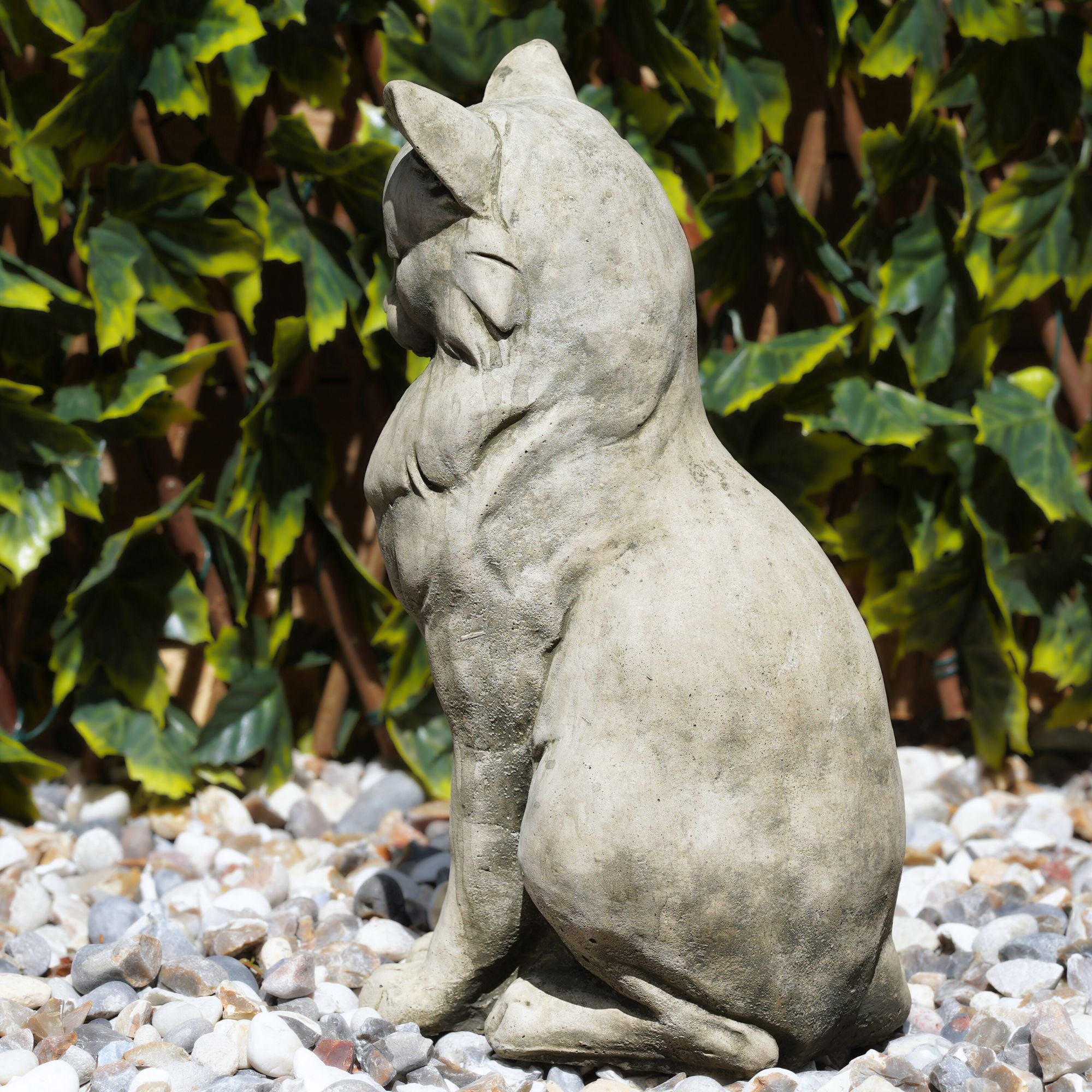 Lovely Cat Stone Garden Statue | Sitting Cat Ornament