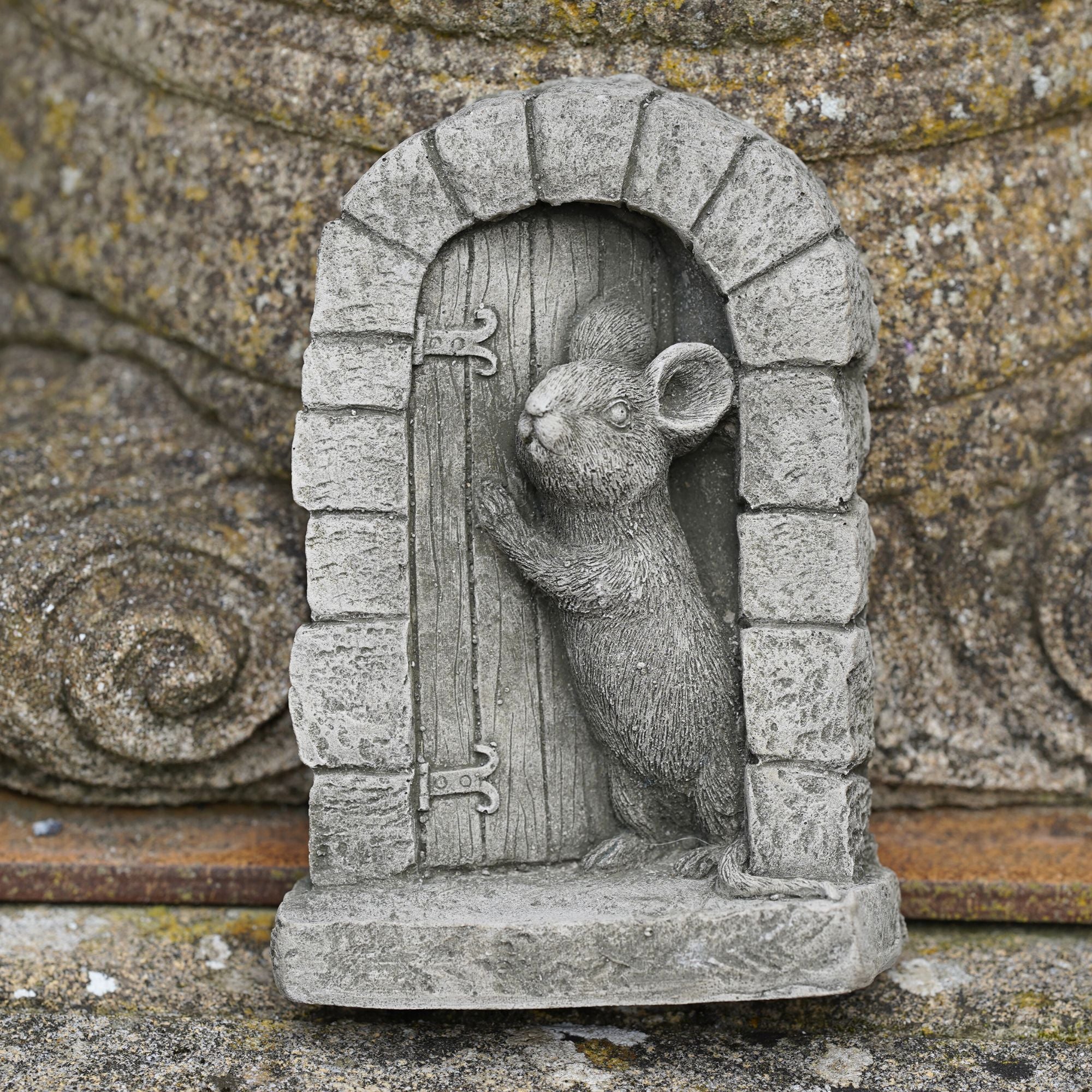 Mouse Door Stone Statue