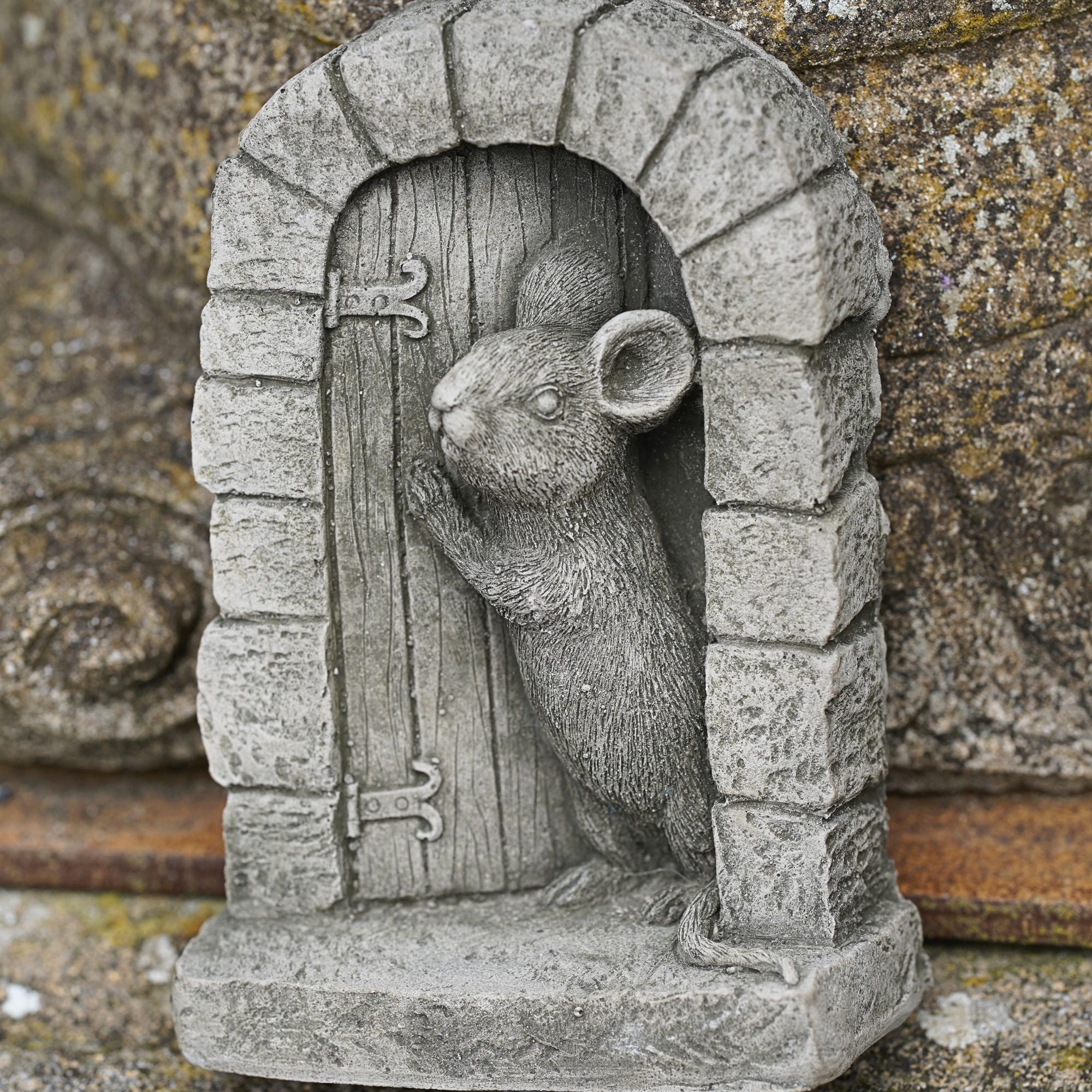 Mouse Door Stone Statue