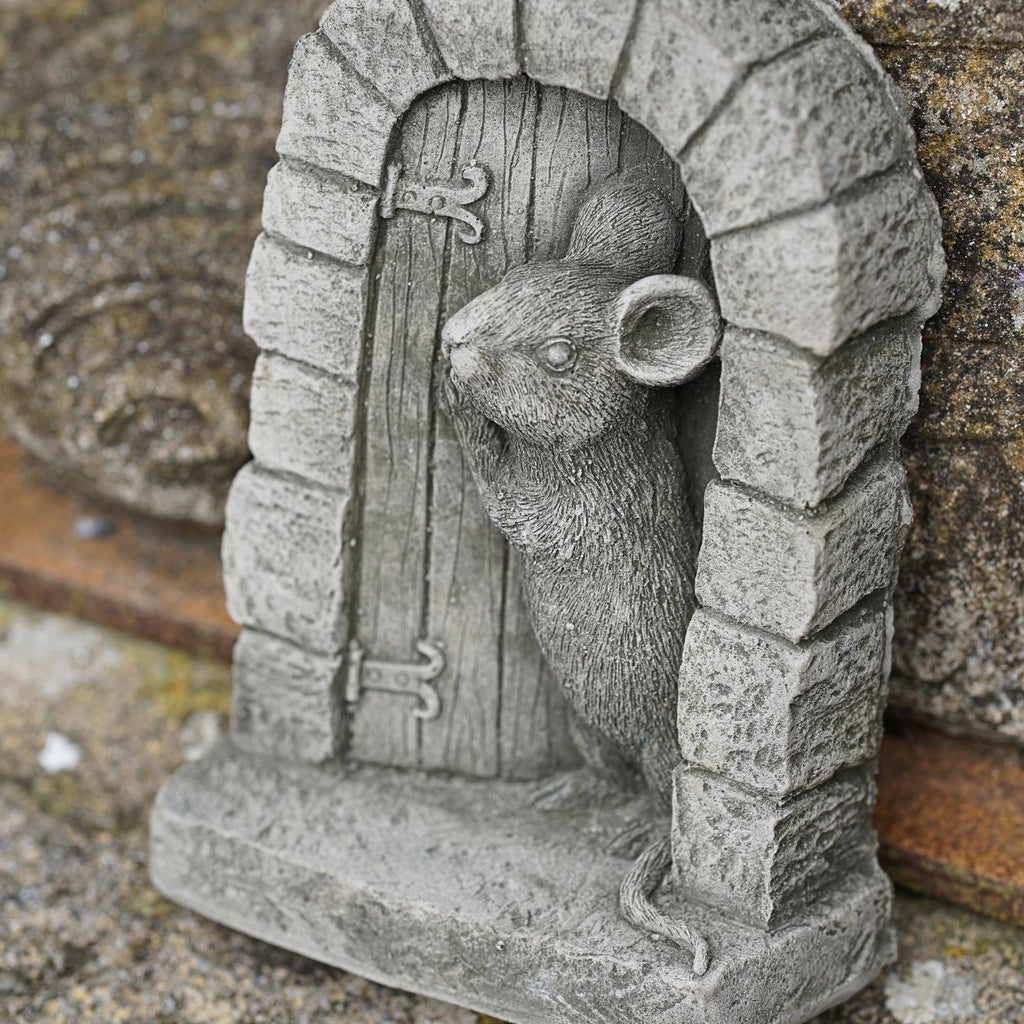 Mouse Door Stone Statue