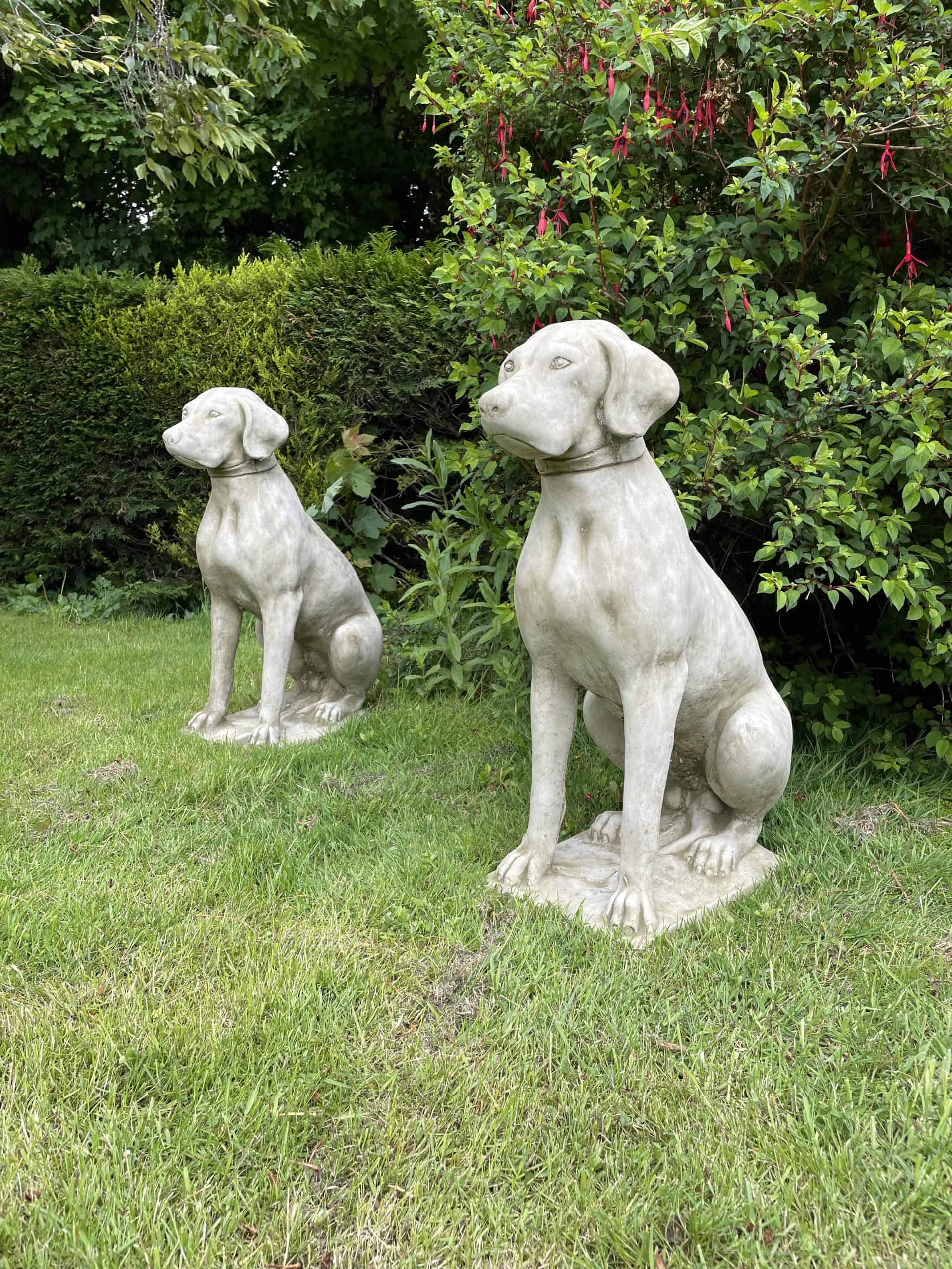 Stone Pair of Hunting Dog/Pointer Statues