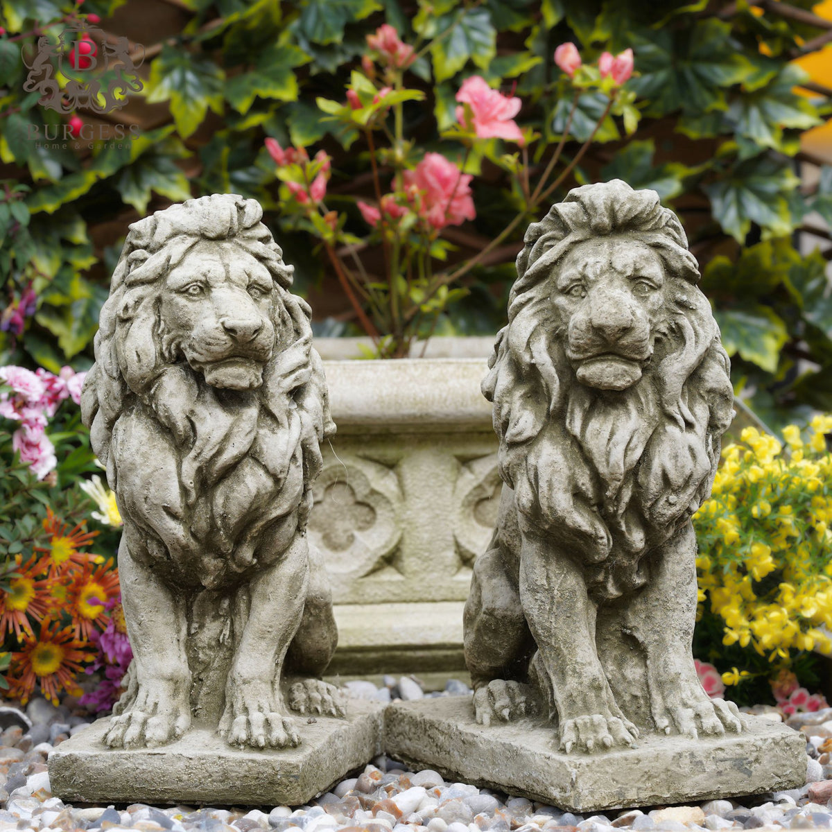 Pair of Large Stone Lions