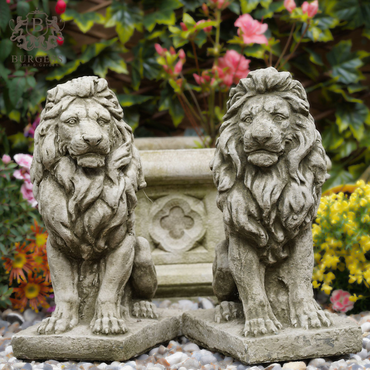 Pair of Large Stone Lions