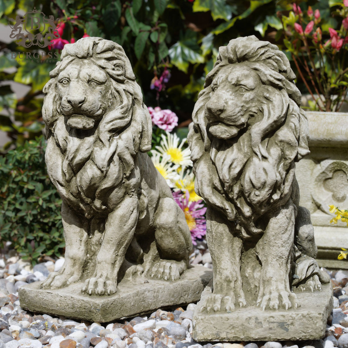Pair of Large Stone Lions