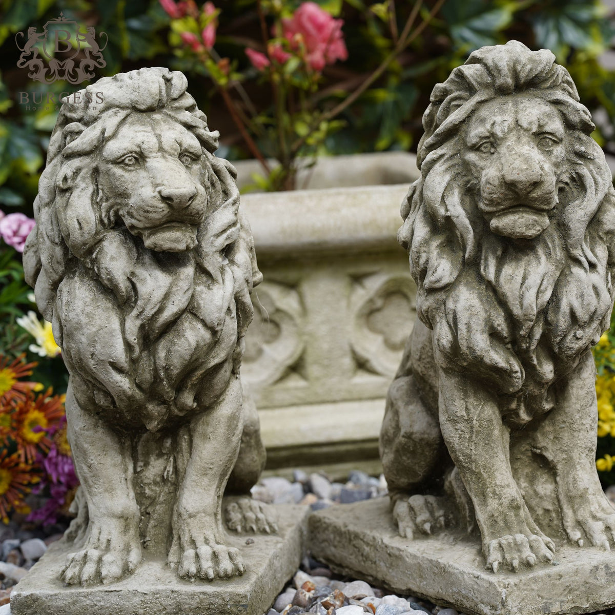 Pair of Large Stone Lions