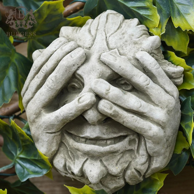 Peeping Green Man Stone Hanging Plaque