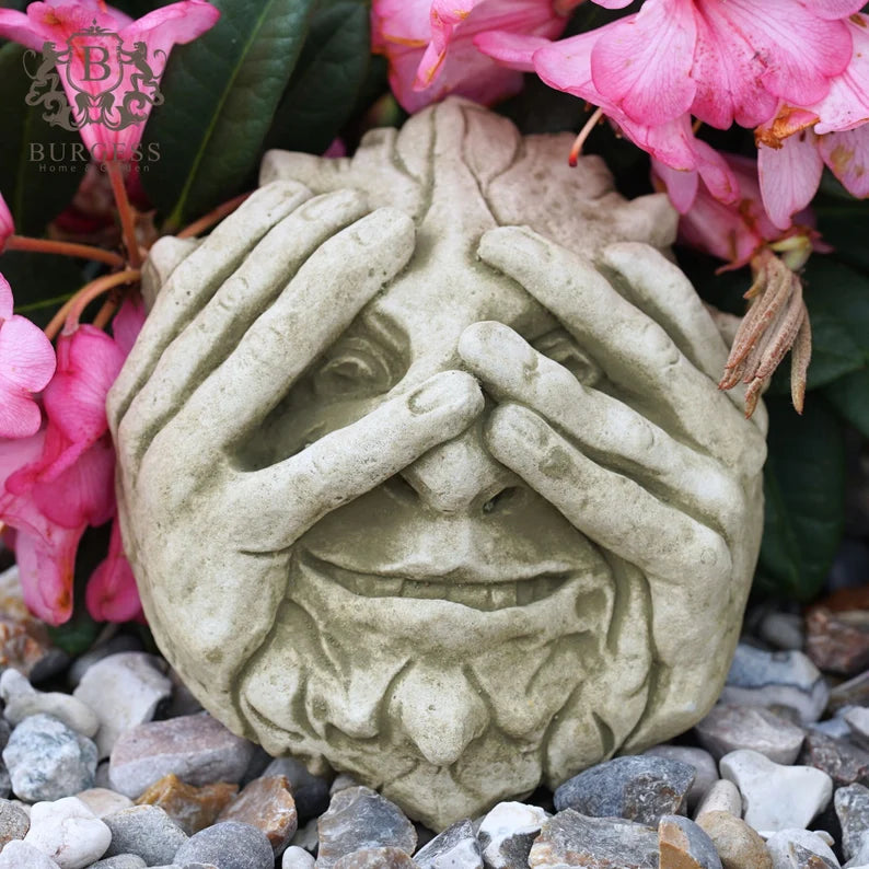 Peeping Green Man Stone Hanging Plaque