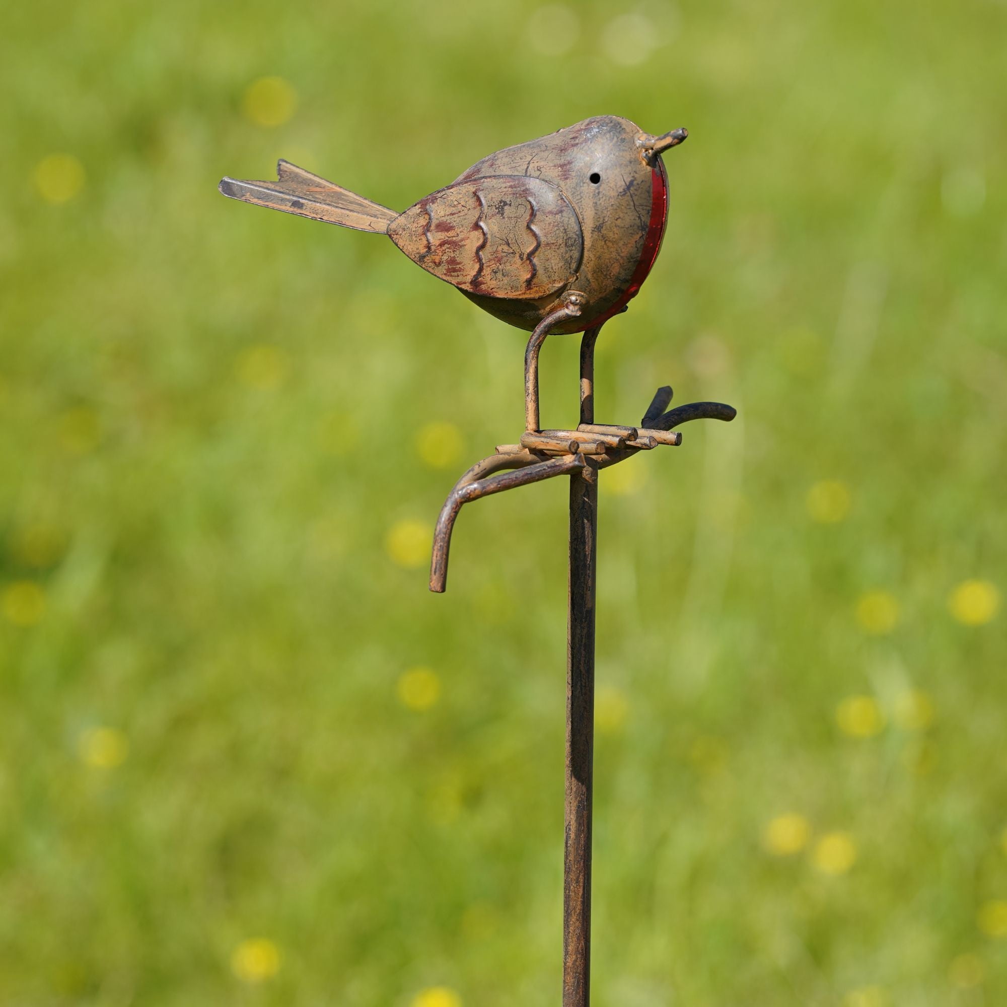 Robin on Stick | Metal Garden Ornament
