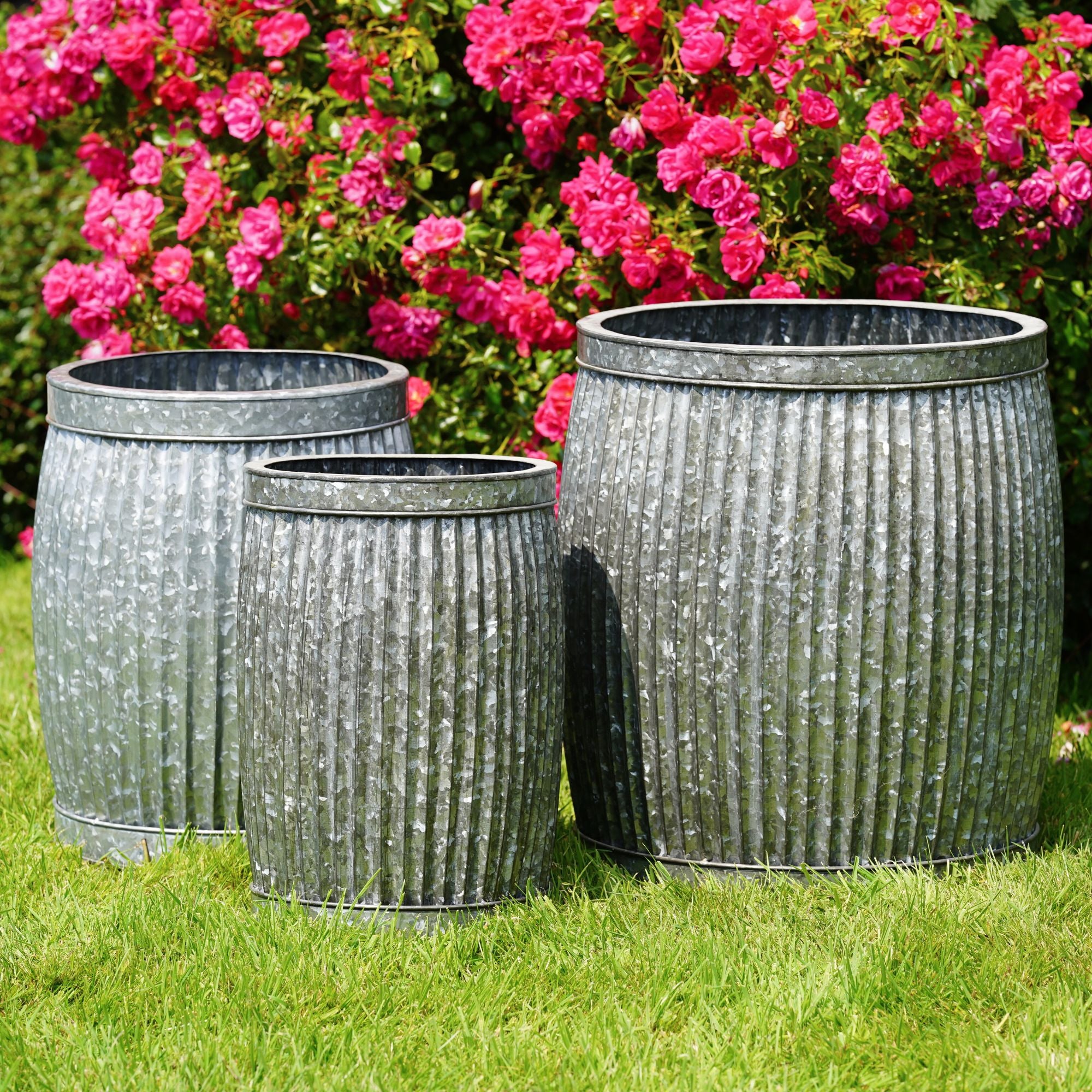 Large Galvanised Dolly Tub Set 3