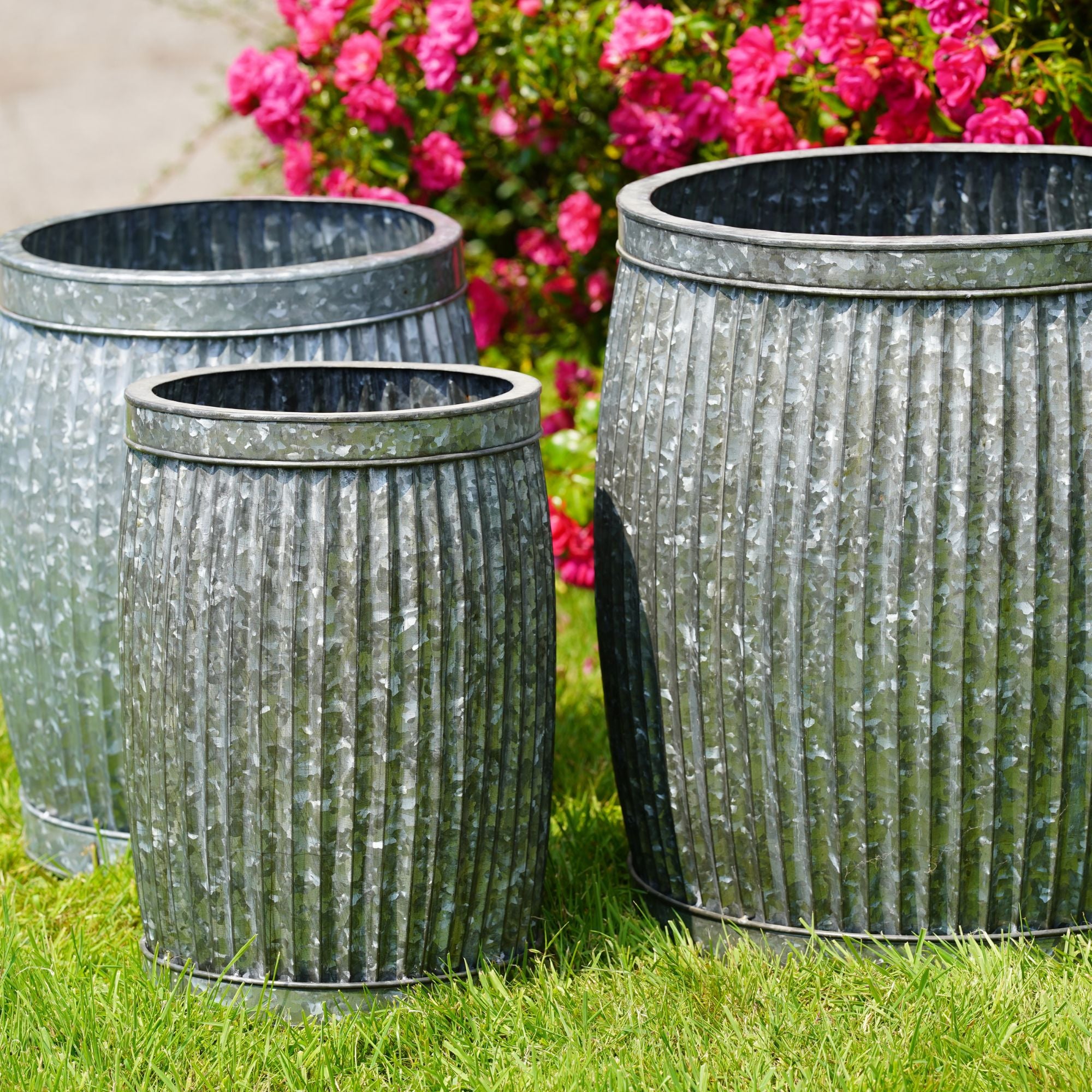 Large Galvanised Dolly Tub Set 3