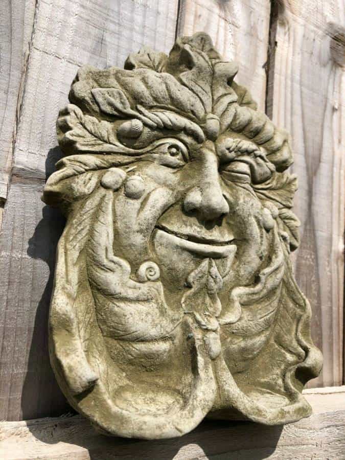 Tealight Greenman Hanging Stone Statue