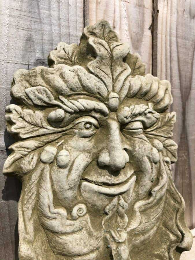 Tealight Greenman Hanging Stone Statue