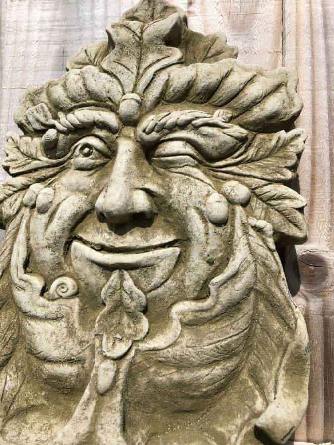 Tealight Greenman Hanging Stone Statue