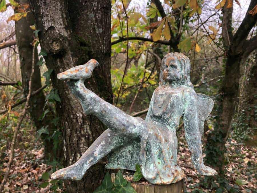 Cast Iron Fairy | Antique Style Verdigris Finish Home Garden Ornament Sculpture