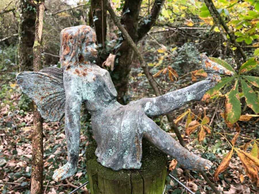 Cast Iron Fairy | Antique Style Verdigris Finish Home Garden Ornament Sculpture