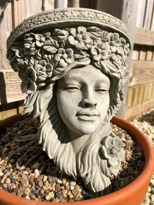 Art Nouveau Hanging Lady Shelf Stone Statue