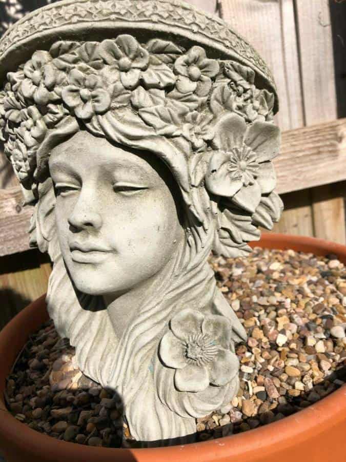 Art Nouveau Hanging Lady Shelf Stone Statue