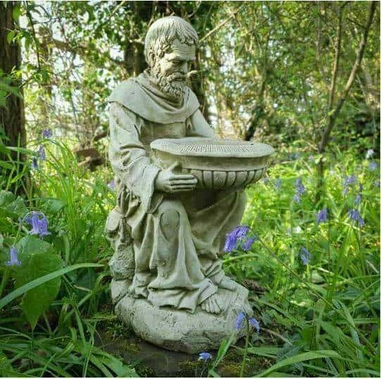 St Francis Birdfeeder Stone Statue