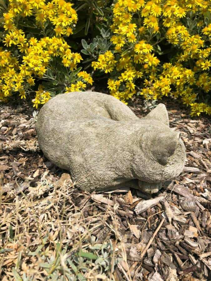 Curled Up Cat Stone Statue