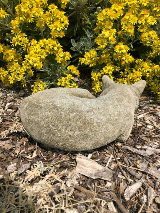 Curled Up Cat Stone Statue