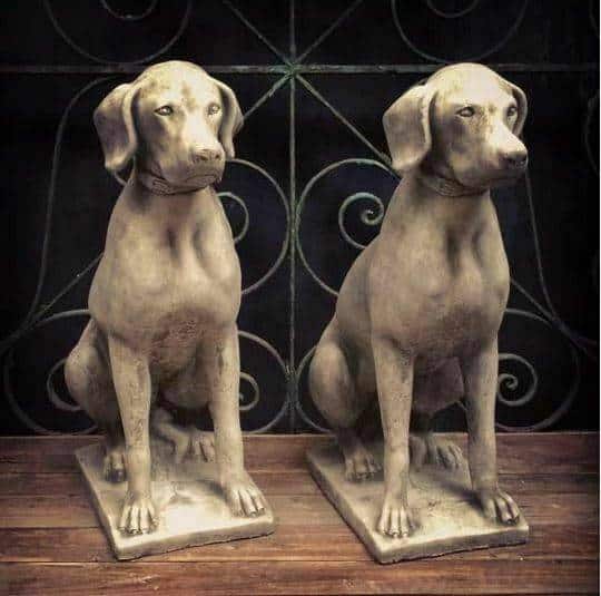 Stone Pair of Hunting Dog/Pointer Statues