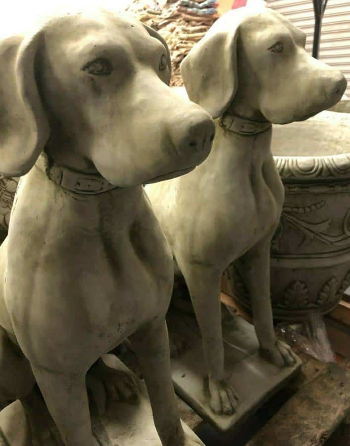 Stone Pair of Hunting Dog/Pointer Statues