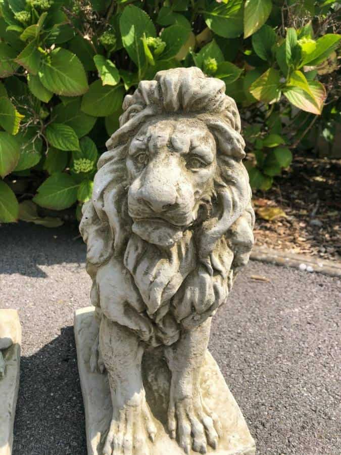 Pair of Lion Stone Statues