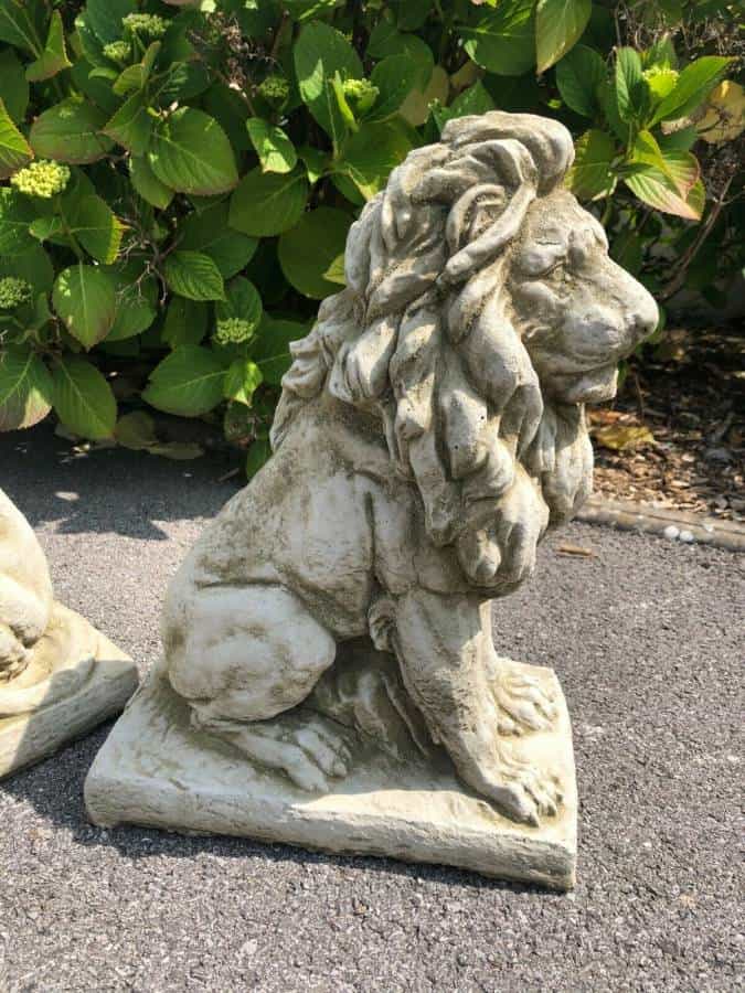 Pair of Lion Stone Statues