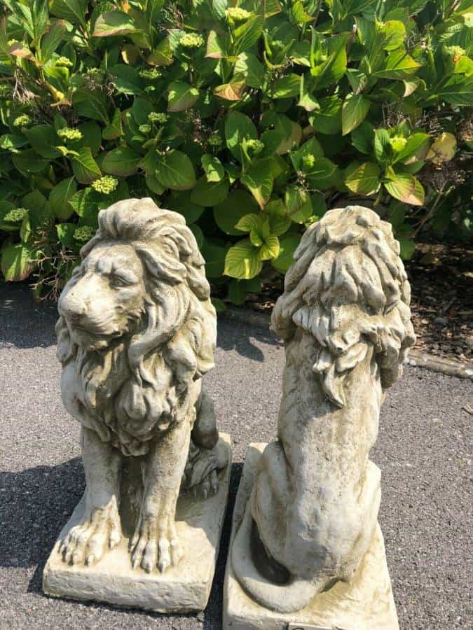 Pair of Lion Stone Statues