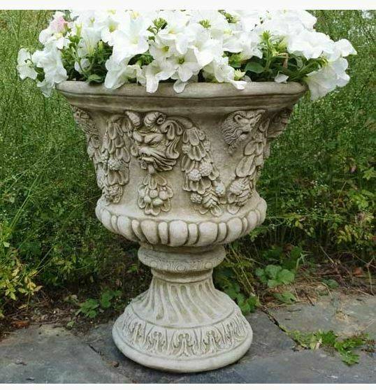 Pair of Bacchus Urns | Reconstituted Stone Planter Vase Pots Garden Ornament