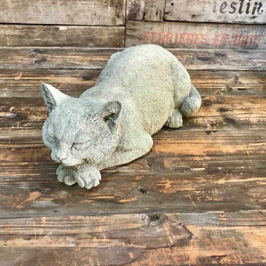 Napping Cat Stone Statue