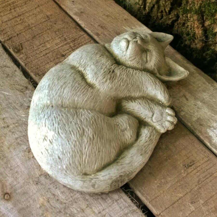 Relaxing Cat Stone Statue