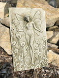 Lily Lady Stone Plaque Statue | UK Vintage Angel Fairy Garden Outdoor Ornament