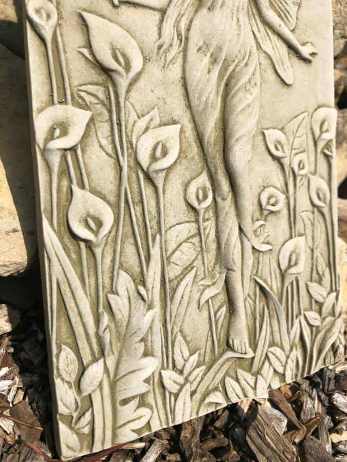 Lily Lady Stone Plaque Statue | UK Vintage Angel Fairy Garden Outdoor Ornament